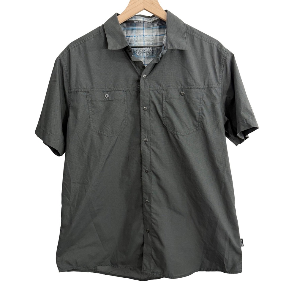 Kuhl Button Down Shirt Gray Gorpcore Hiking Outdoor Workwear Dadcore Office